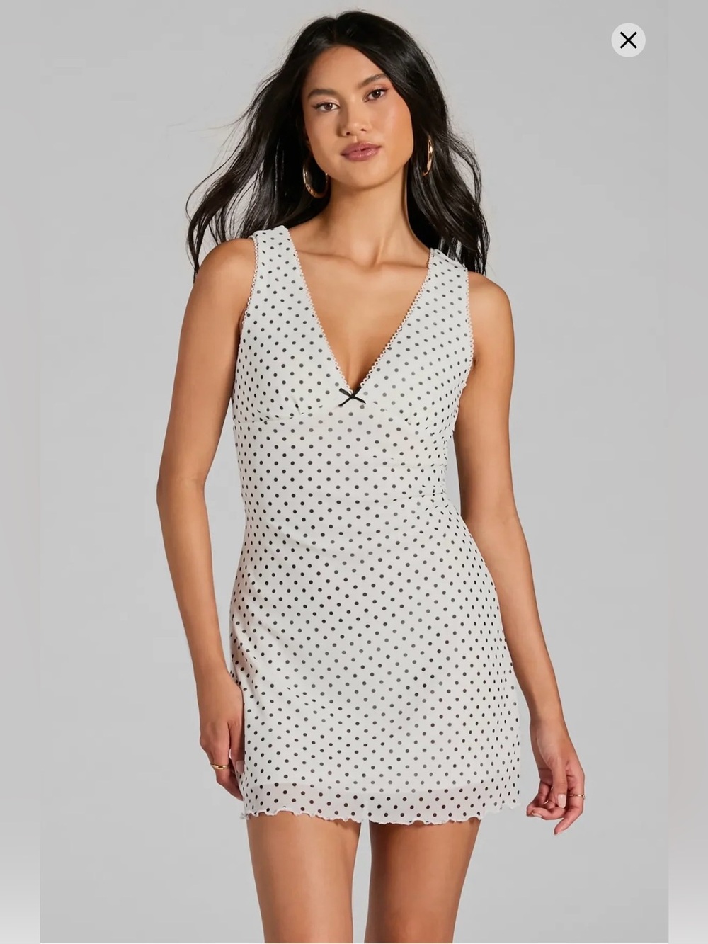 Victoria + Sophia Black White Polka Dot Mini Dress Boho Feminine Flirty Size XS